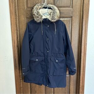 Eddie Bauer Navy Sherpa-Lined Jacket with Cream Lining